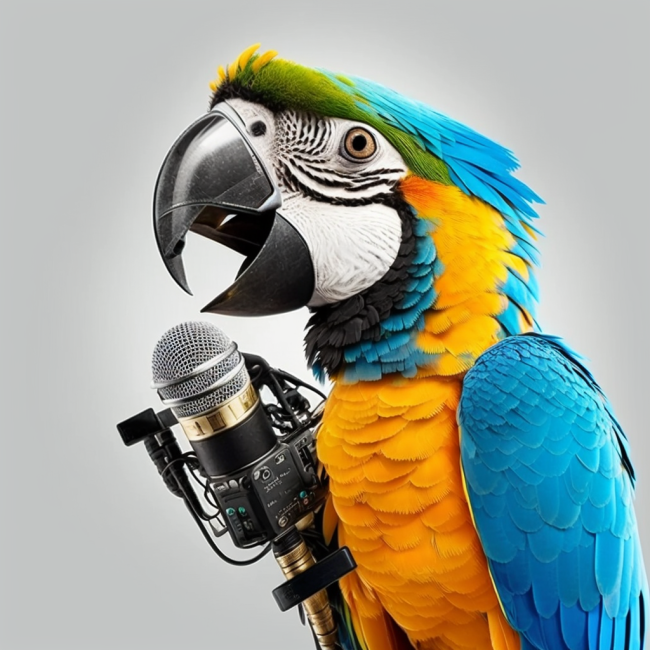 Podcast legalny offtop wzór różowo-żółty papuga